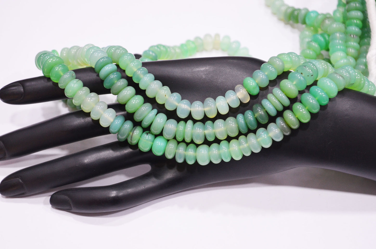 Shaded Chrysoprase Chalcedony Smooth Rondelle Shape Beads , Sold By Strand , 7.50 - 9 mm , 16" , 32639