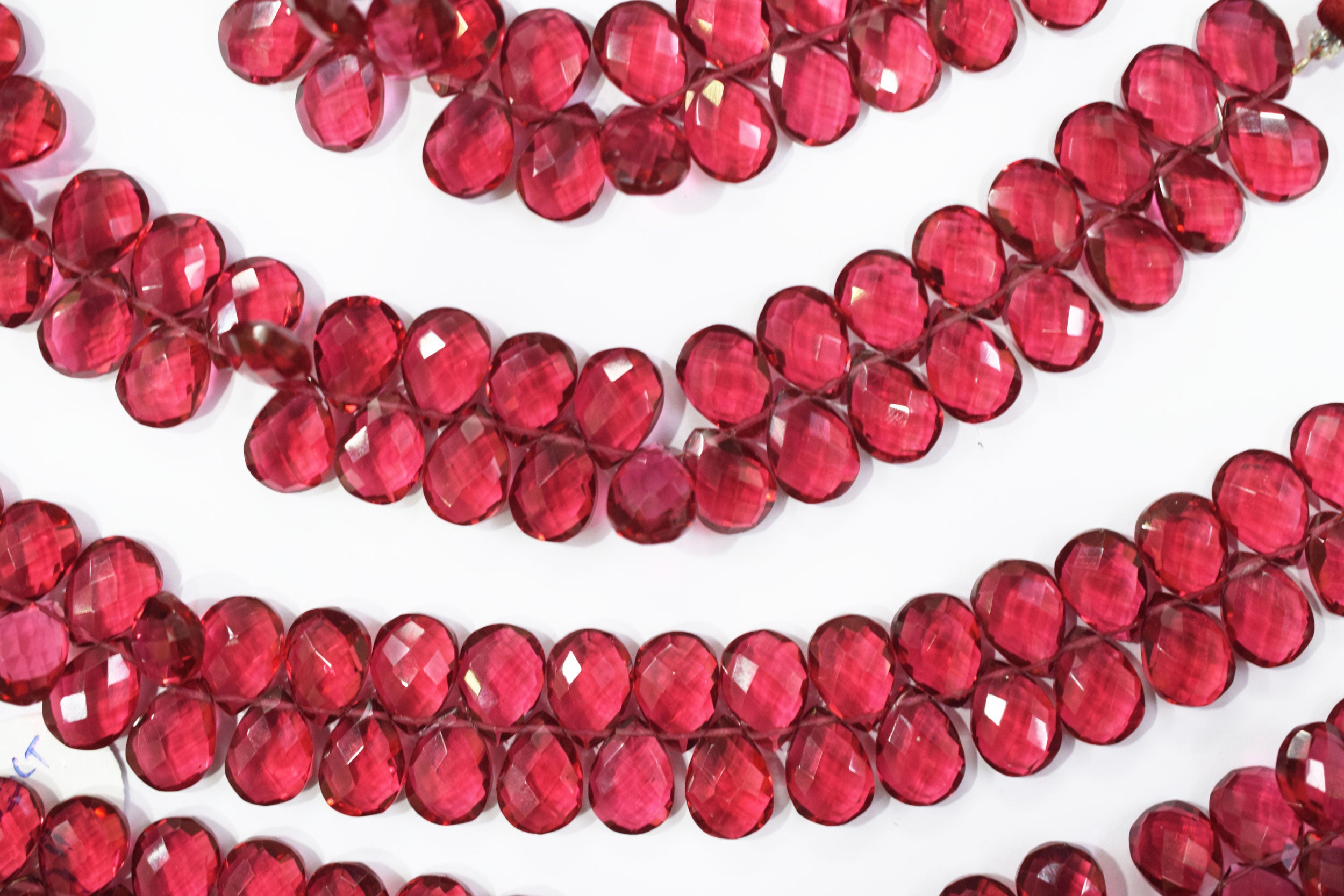 Hot Pink Hydro Quartz Side Drill Faceted  Pear Shape  Briolettes , Sold By Strand , 7 Inches , 9x13 mm , 32645