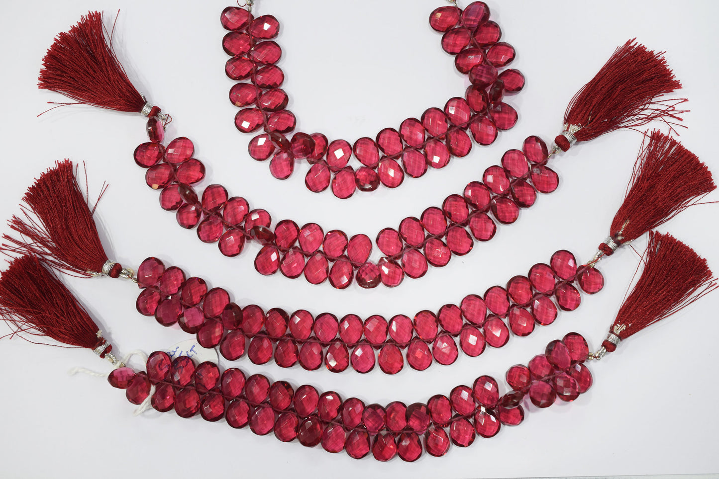 Hot Pink Hydro Quartz Side Drill Faceted  Pear Shape  Briolettes , Sold By Strand , 7 Inches , 9x13 mm , 32645