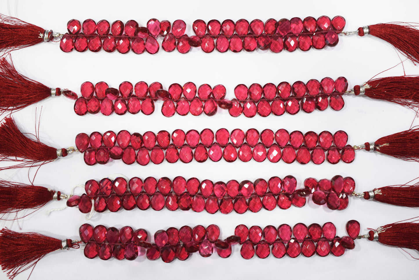 Hot Pink Hydro Quartz Side Drill Faceted  Pear Shape  Briolettes , Sold By Strand , 7 Inches , 9x13 mm , 32645