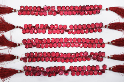 Hot Pink Hydro Quartz Side Drill Faceted  Pear Shape  Briolettes , Sold By Strand , 7 Inches , 9x13 mm , 32645