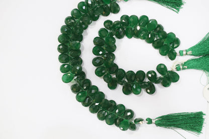 Green Onyx Hydro Quartz Side Drill Faceted  Pear Shape  Briolettes , Sold By Strand , 7 Inches , 9x13 mm , 32646