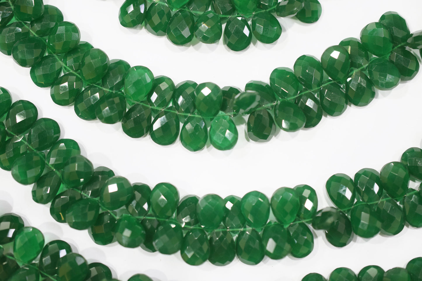Green Onyx Hydro Quartz Side Drill Faceted  Pear Shape  Briolettes , Sold By Strand , 7 Inches , 9x13 mm , 32646