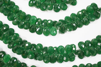 Green Onyx Hydro Quartz Side Drill Faceted  Pear Shape  Briolettes , Sold By Strand , 7 Inches , 9x13 mm , 32646
