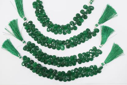 Green Onyx Hydro Quartz Side Drill Faceted  Pear Shape  Briolettes , Sold By Strand , 7 Inches , 9x13 mm , 32646