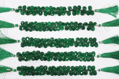 Green Onyx Hydro Quartz Side Drill Faceted  Pear Shape  Briolettes , Sold By Strand , 7 Inches , 9x13 mm , 32646