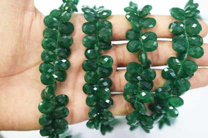 Green Onyx Hydro Quartz Side Drill Faceted  Pear Shape  Briolettes , Sold By Strand , 7 Inches , 9x13 mm , 32646