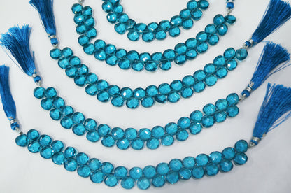 Swiss blue Hydro Quartz Side Drill Faceted  heart Shape Briolettes , Sold By Strand , 7 Inches , 10 mm , 32647