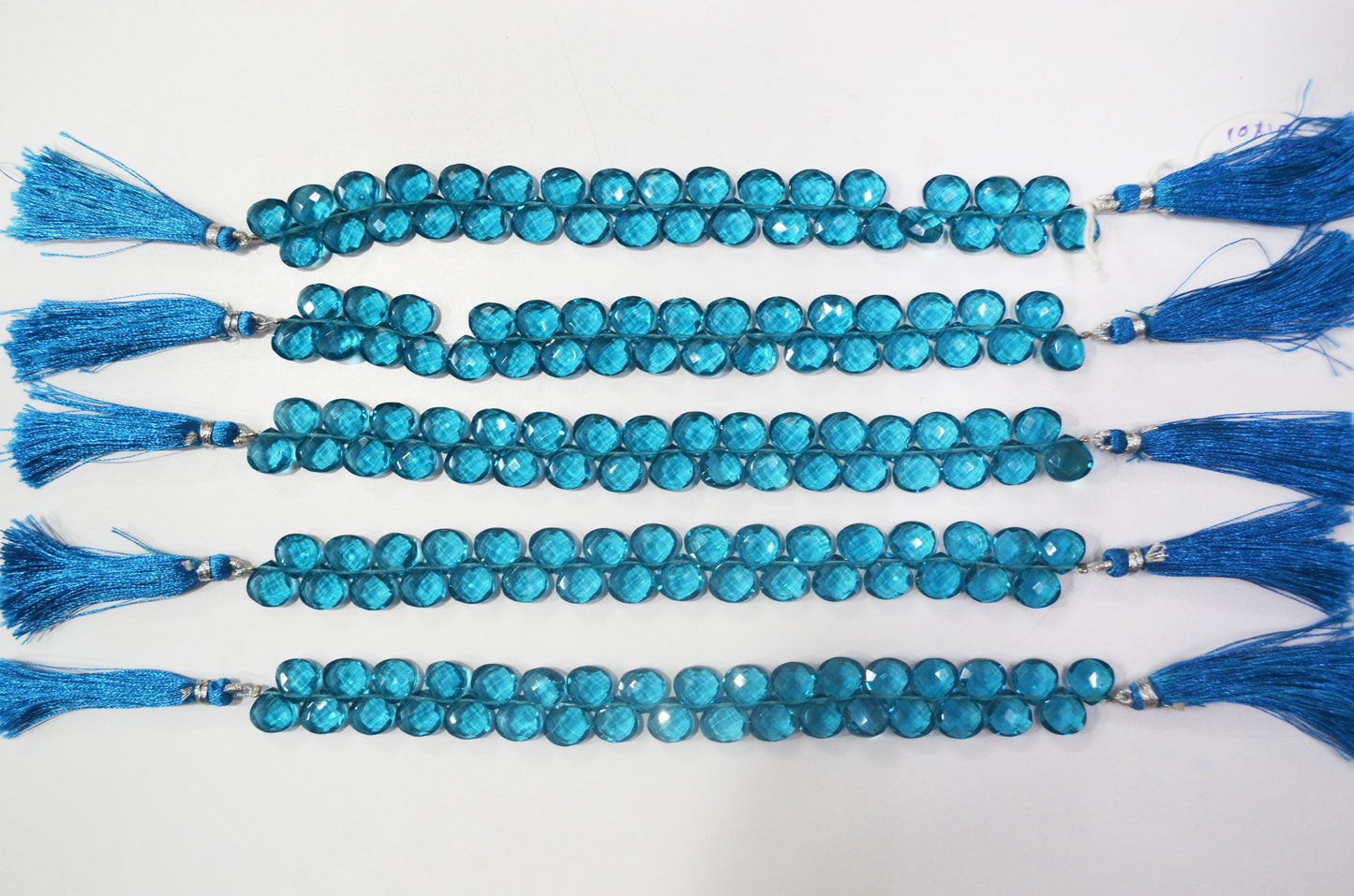 Swiss blue Hydro Quartz Side Drill Faceted  heart Shape Briolettes , Sold By Strand , 7 Inches , 10 mm , 32647