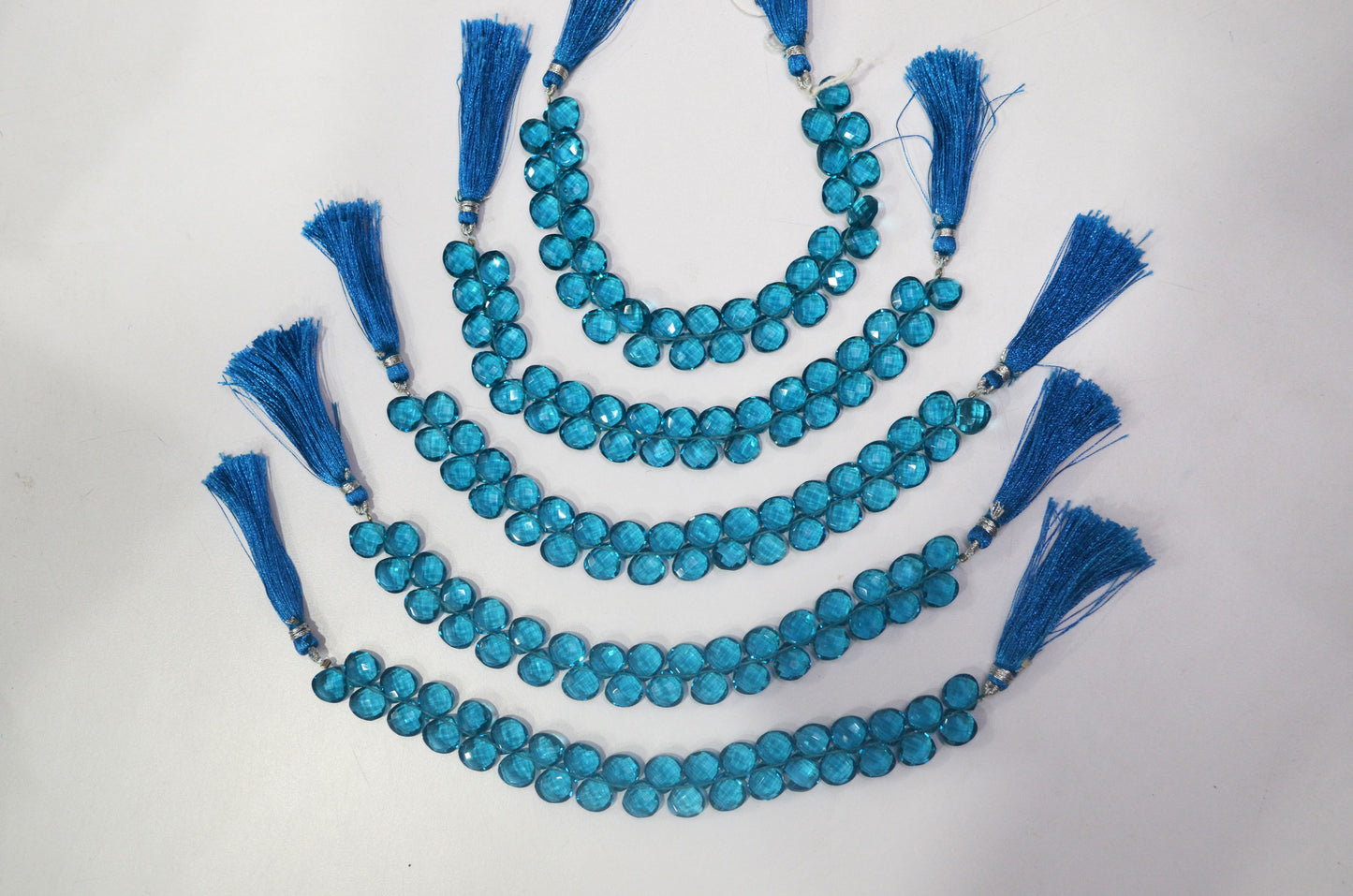 Swiss blue Hydro Quartz Side Drill Faceted  heart Shape Briolettes , Sold By Strand , 7 Inches , 10 mm , 32647