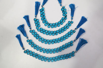 Swiss blue Hydro Quartz Side Drill Faceted  heart Shape Briolettes , Sold By Strand , 7 Inches , 10 mm , 32647
