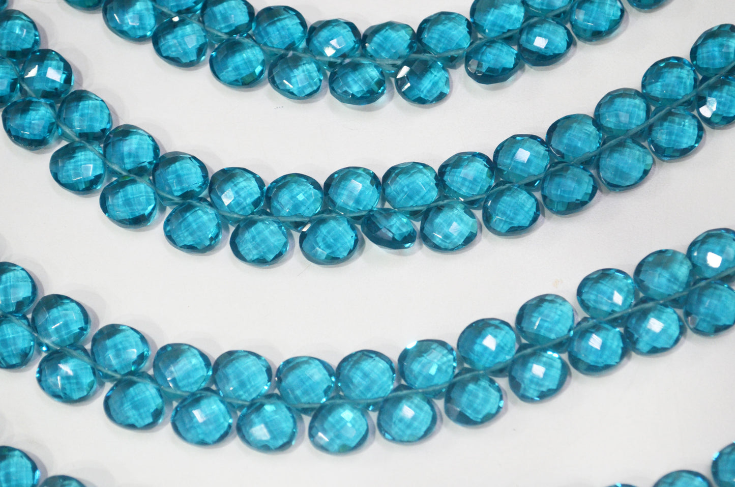Swiss blue Hydro Quartz Side Drill Faceted  heart Shape Briolettes , Sold By Strand , 7 Inches , 10 mm , 32647