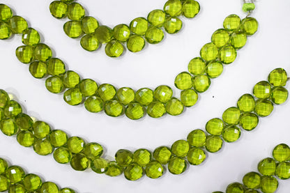 Peridot heart Hydro Quartz Side Drill Faceted  heart Shape Briolettes , Sold By Strand , 7 Inches , 10 mm , 32648