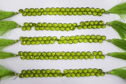 Peridot heart Hydro Quartz Side Drill Faceted  heart Shape Briolettes , Sold By Strand , 7 Inches , 10 mm , 32648