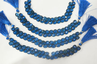 Sapphire blue Hydro Quartz Side Drill Faceted  heart Shape Briolettes , Sold By Strand , 7 Inches , 10 mm , 32649