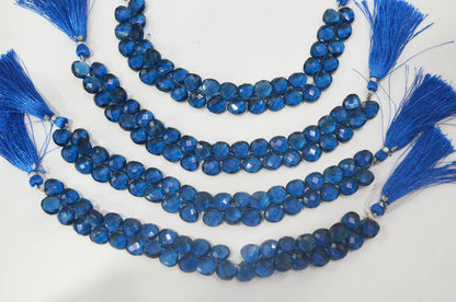 Sapphire blue Hydro Quartz Side Drill Faceted  heart Shape Briolettes , Sold By Strand , 7 Inches , 10 mm , 32649