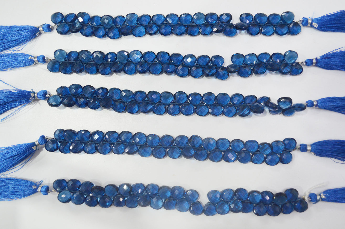 Sapphire blue Hydro Quartz Side Drill Faceted  heart Shape Briolettes , Sold By Strand , 7 Inches , 10 mm , 32649