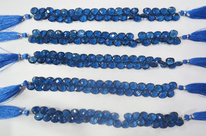 Sapphire blue Hydro Quartz Side Drill Faceted  heart Shape Briolettes , Sold By Strand , 7 Inches , 10 mm , 32649