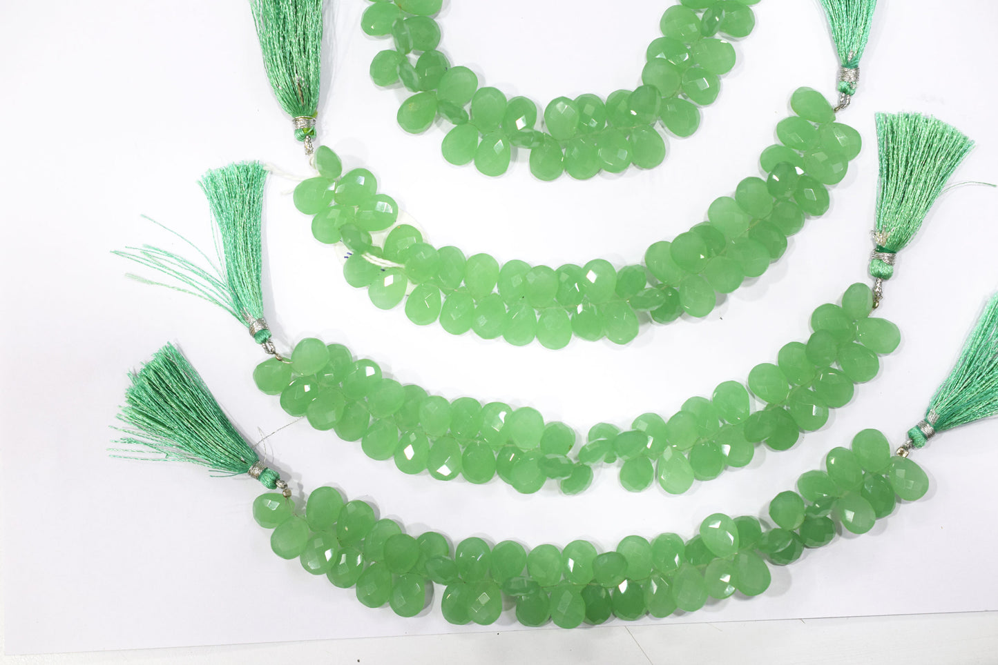 Prehnite chalcedony Hydro Quartz Side Drill Faceted  Pear Shape Briolettes, Sold By Strand, 7 Inches, 9x13 mm, 32650