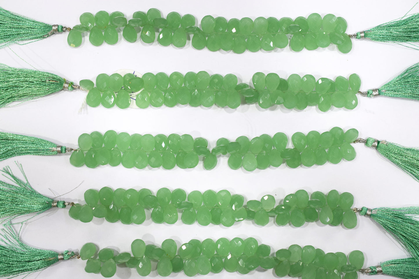 Prehnite chalcedony Hydro Quartz Side Drill Faceted  Pear Shape Briolettes, Sold By Strand, 7 Inches, 9x13 mm, 32650