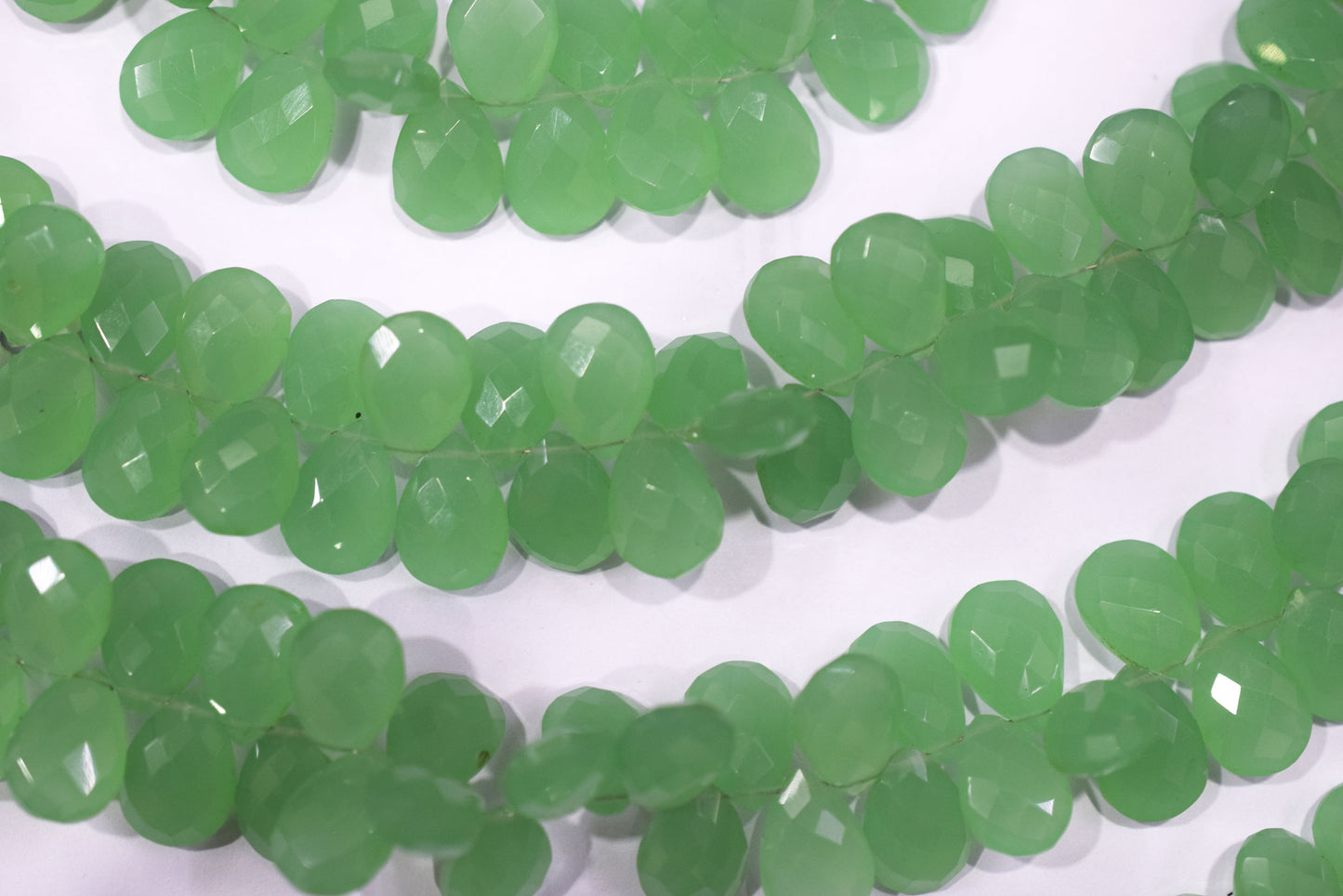 Prehnite chalcedony Hydro Quartz Side Drill Faceted  Pear Shape Briolettes, Sold By Strand, 7 Inches, 9x13 mm, 32650