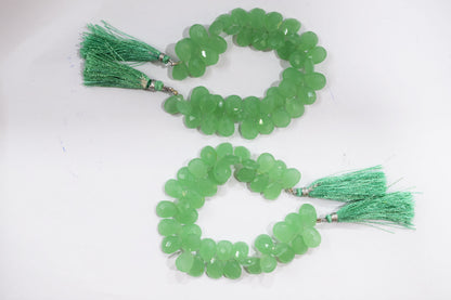 Prehnite chalcedony Hydro Quartz Side Drill Faceted  Pear Shape Briolettes, Sold By Strand, 7 Inches, 9x13 mm, 32650
