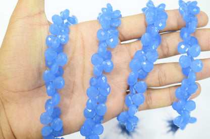 Dark blue chalcedony Hydro Quartz Side Drill Faceted  Heart Shape  Briolettes, Sold By Strand, 7 Inches, 10 mm, 32652