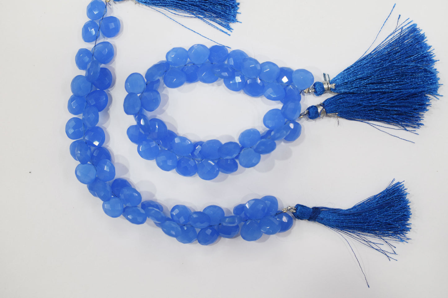 Dark blue chalcedony Hydro Quartz Side Drill Faceted  Heart Shape  Briolettes, Sold By Strand, 7 Inches, 10 mm, 32652
