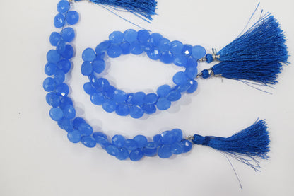 Dark blue chalcedony Hydro Quartz Side Drill Faceted  Heart Shape  Briolettes, Sold By Strand, 7 Inches, 10 mm, 32652