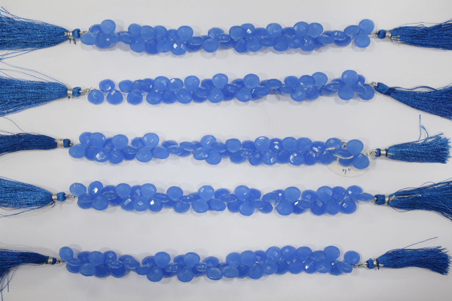 Dark blue chalcedony Hydro Quartz Side Drill Faceted  Heart Shape  Briolettes, Sold By Strand, 7 Inches, 10 mm, 32652