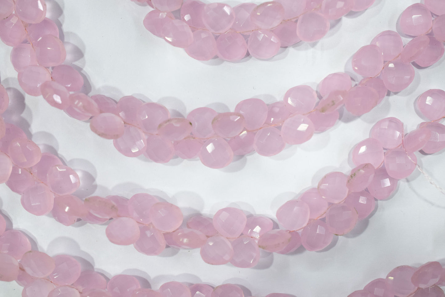 Pastel pink chalcedony Hydro Quartz Side Drill Faceted  Heart Shape Briolettes, Sold By Strand, 7 Inches, 10 mm, 32653