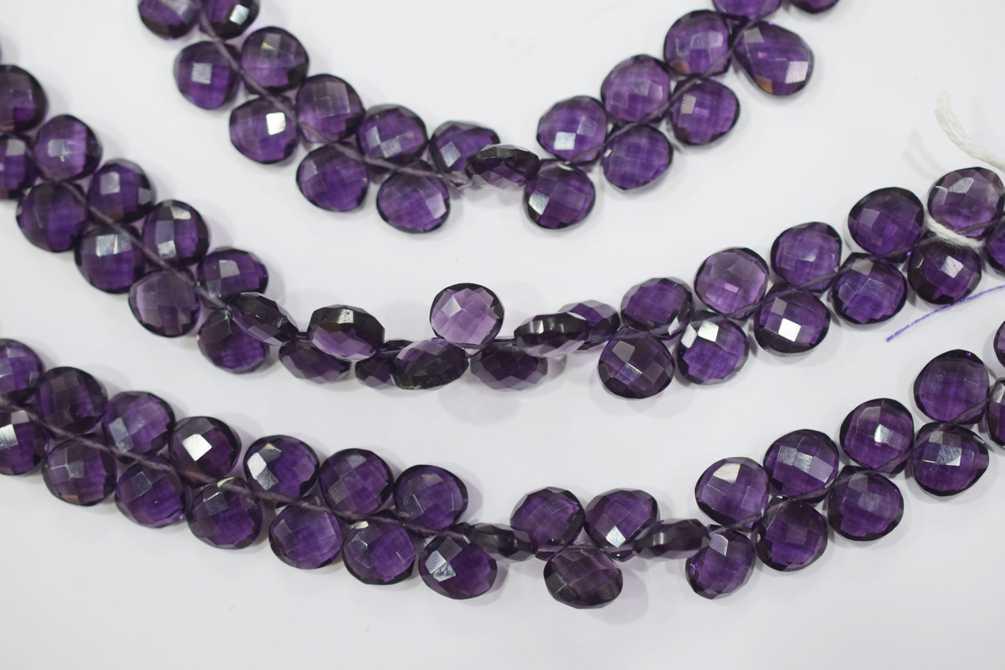 Amethyst Hydro Quartz Side Drill Faceted heart Shape Briolettes , Sold By Strand , 7 Inches , 10 mm , 32654