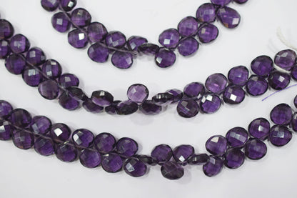 Amethyst Hydro Quartz Side Drill Faceted heart Shape Briolettes , Sold By Strand , 7 Inches , 10 mm , 32654
