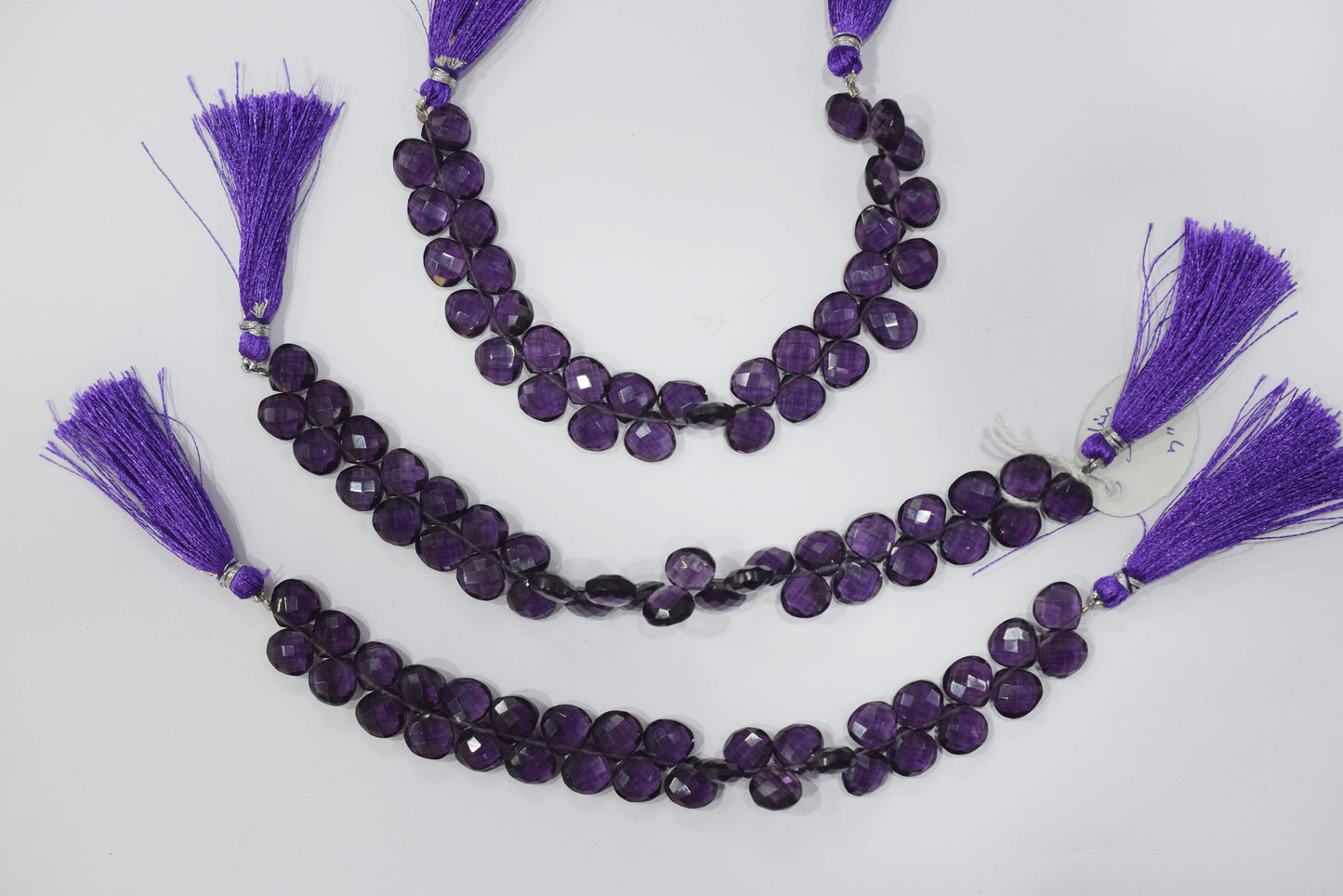 Amethyst Hydro Quartz Side Drill Faceted heart Shape Briolettes , Sold By Strand , 7 Inches , 10 mm , 32654