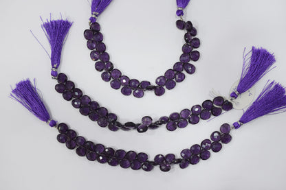 Amethyst Hydro Quartz Side Drill Faceted heart Shape Briolettes , Sold By Strand , 7 Inches , 10 mm , 32654