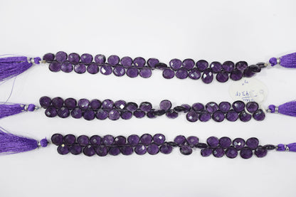 Amethyst Hydro Quartz Side Drill Faceted heart Shape Briolettes , Sold By Strand , 7 Inches , 10 mm , 32654