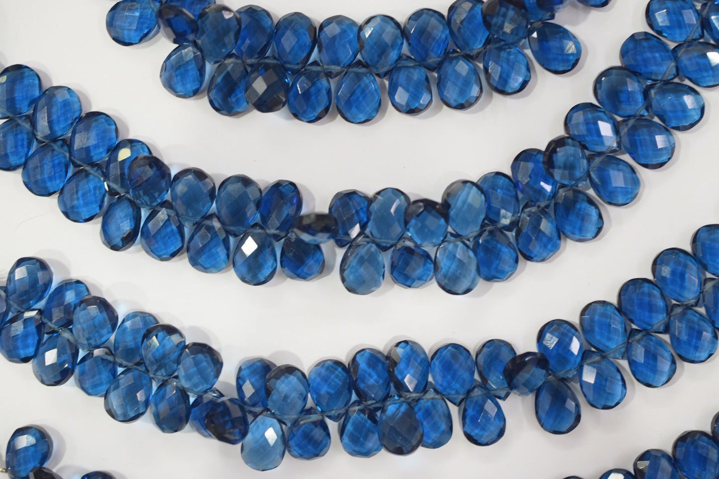 Sapphire blue Hydro Quartz Side Drill Faceted pear Shape  Briolettes , Sold By Strand , 7 Inches , 10 mm , 32655