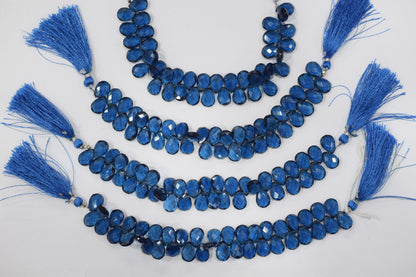 Sapphire blue Hydro Quartz Side Drill Faceted pear Shape  Briolettes , Sold By Strand , 7 Inches , 10 mm , 32655
