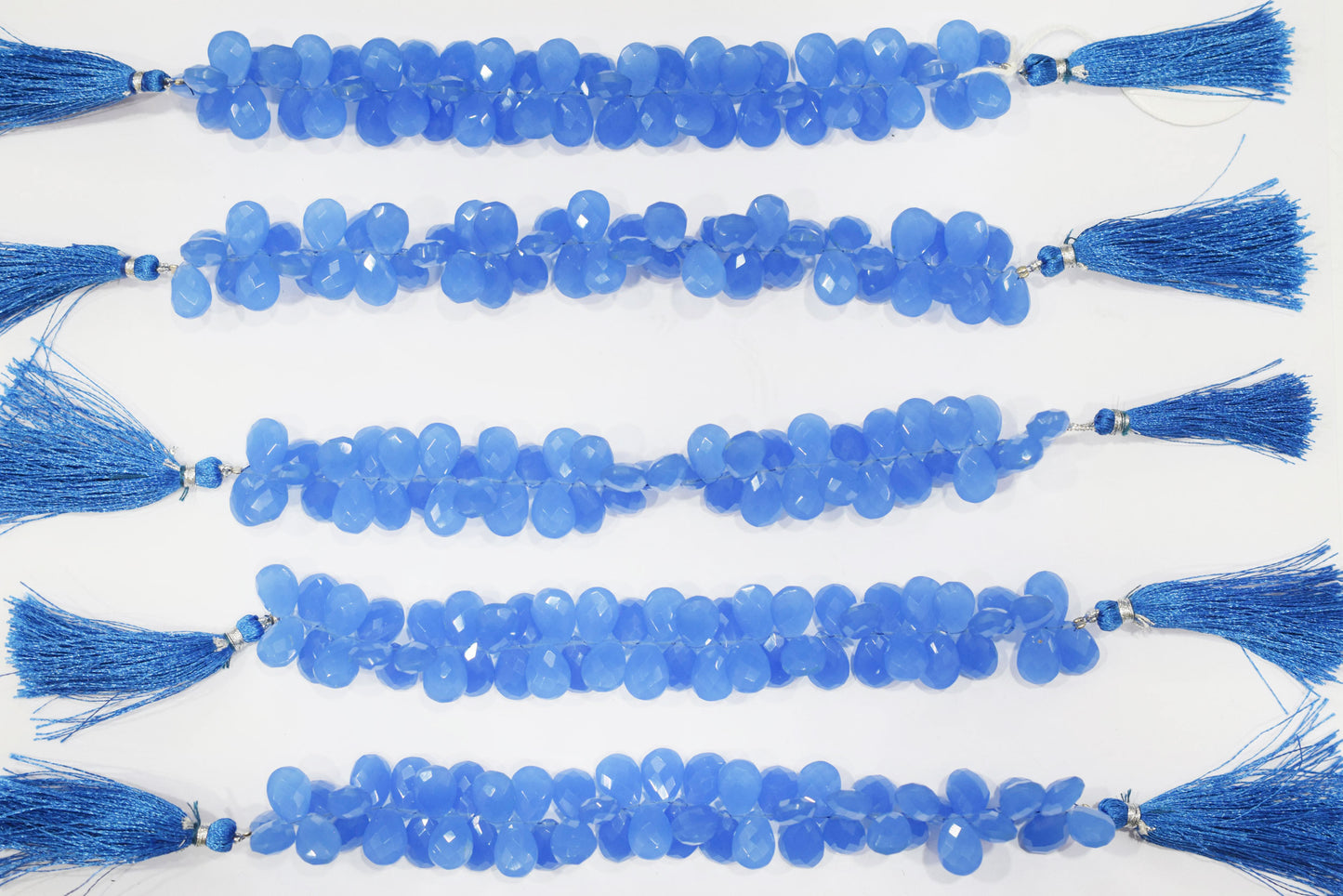Dark blue chalcedony Hydro Quartz Side Drill Faceted  pear Shape  Briolettes, Sold By Strand, 7 Inches, 9 x 13mm, 32656