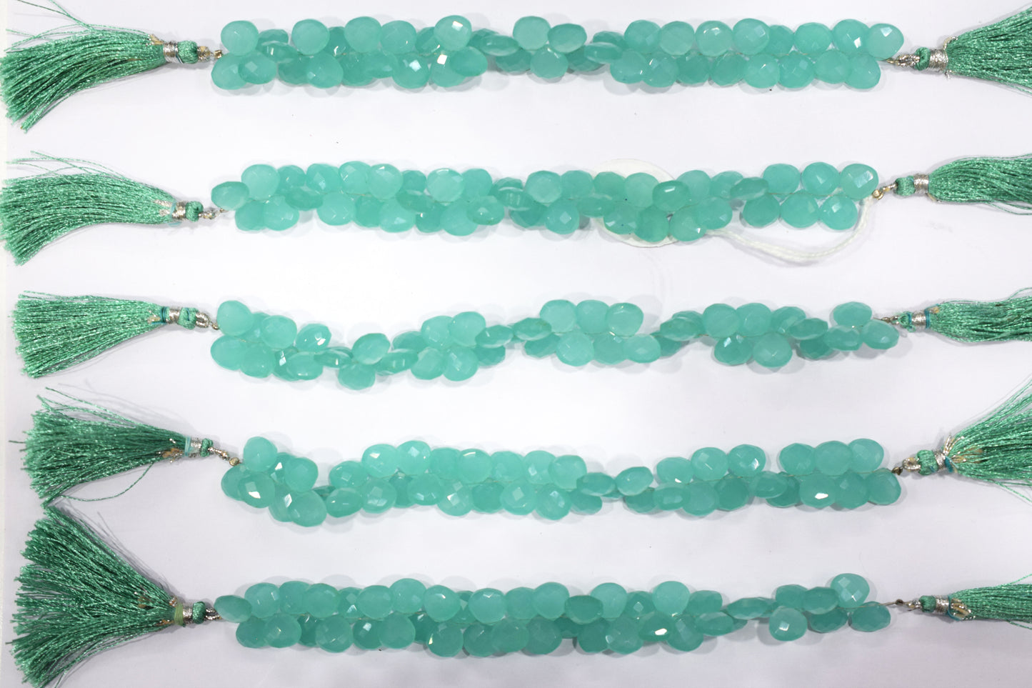 Sea green chalcedony Hydro Quartz Side Drill Faceted heart Shape   Briolettes, Sold By Strand, 7 Inches, 10 mm, 32657