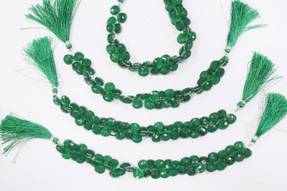 Green Onyx Hydro Quartz Side Drill Faceted  Heart Shape  Briolettes , Sold By Strand , 7 Inches , 10 mm , 32658