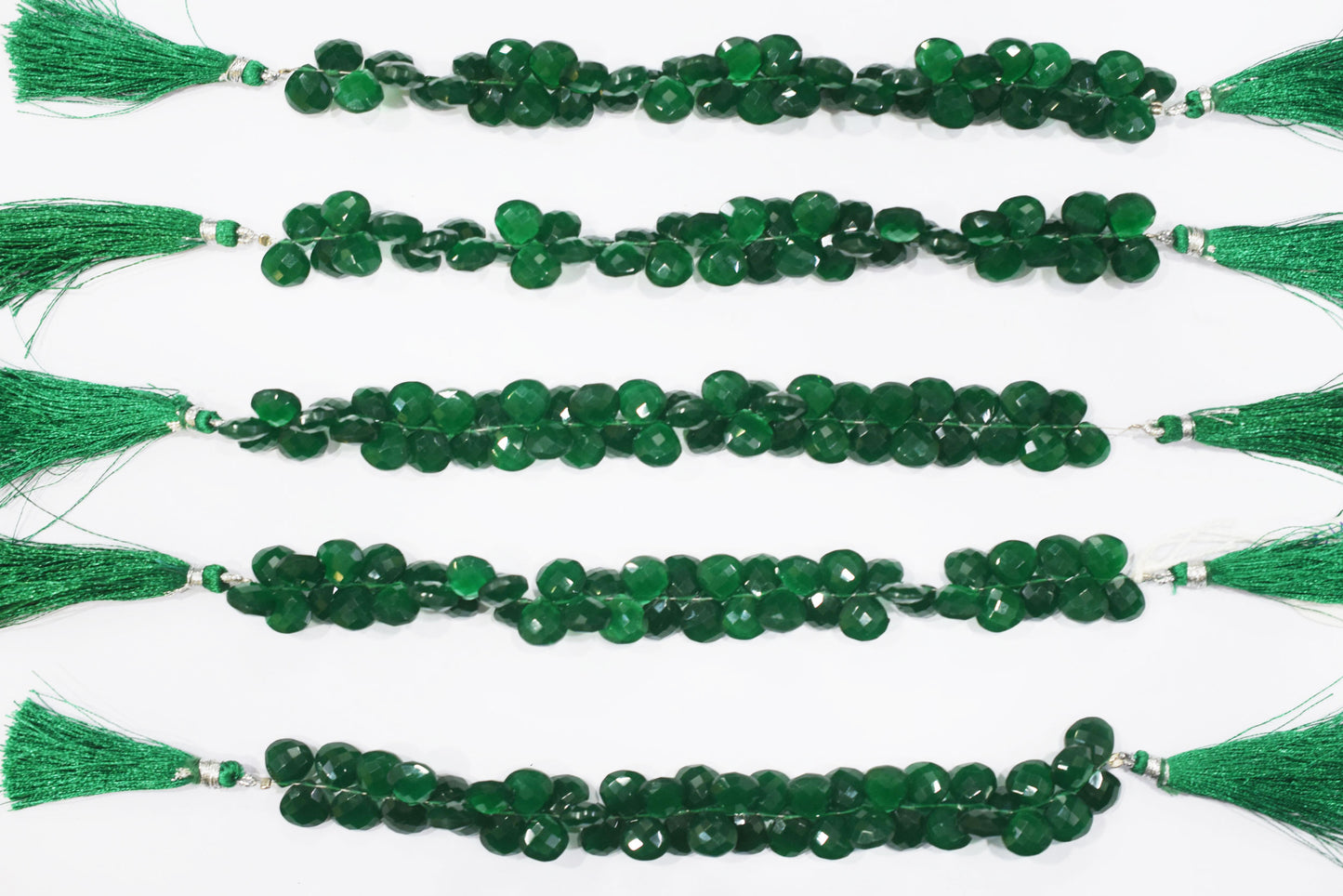 Green Onyx Hydro Quartz Side Drill Faceted  Heart Shape  Briolettes , Sold By Strand , 7 Inches , 10 mm , 32658