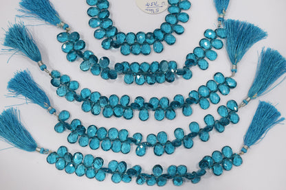 Swiss blue Hydro Quartz Side Drill Faceted  Pear Shape  Briolettes , Sold By Strand , 7 Inches , 9x13 mm , 32659