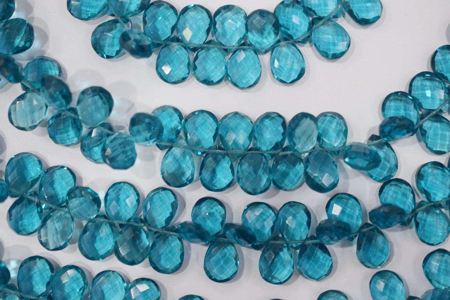 Swiss blue Hydro Quartz Side Drill Faceted  Pear Shape  Briolettes , Sold By Strand , 7 Inches , 9x13 mm , 32659