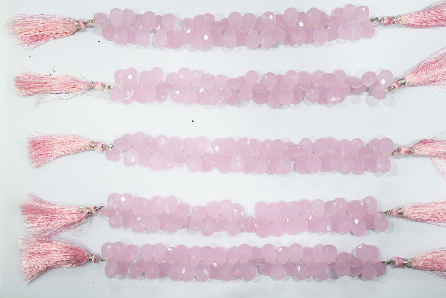 Pastel pink chalcedony Hydro Quartz Side Drill Faceted  Pear Shape Briolettes, Sold By Strand, 7 Inches, 9x13 mm, 32660
