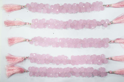 Pastel pink chalcedony Hydro Quartz Side Drill Faceted  Pear Shape Briolettes, Sold By Strand, 7 Inches, 9x13 mm, 32660