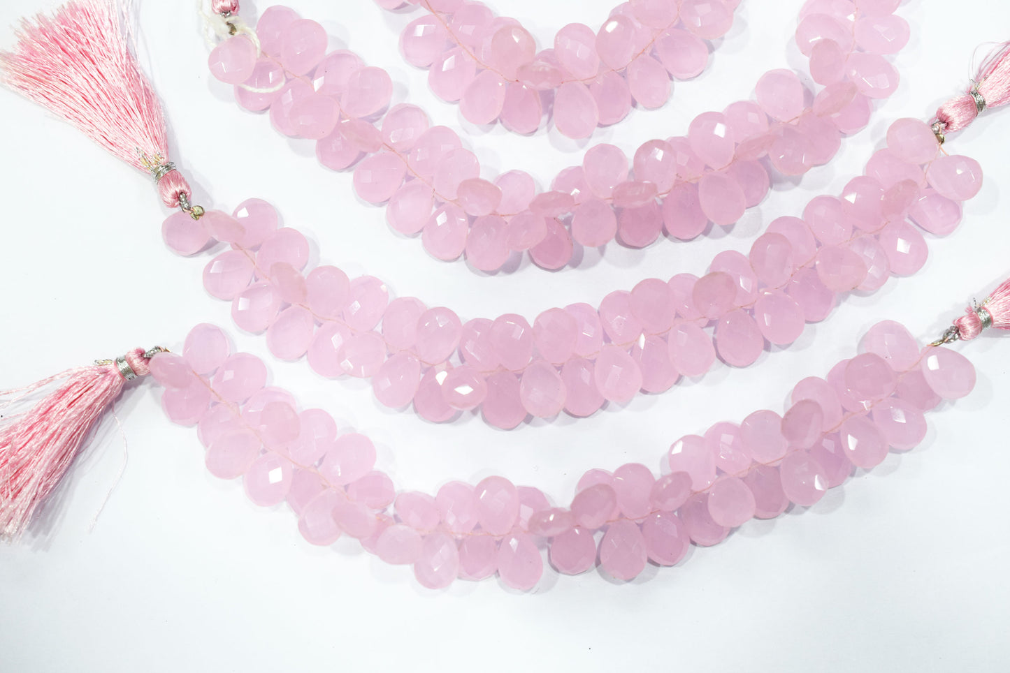 Pastel pink chalcedony Hydro Quartz Side Drill Faceted  Pear Shape Briolettes, Sold By Strand, 7 Inches, 9x13 mm, 32660