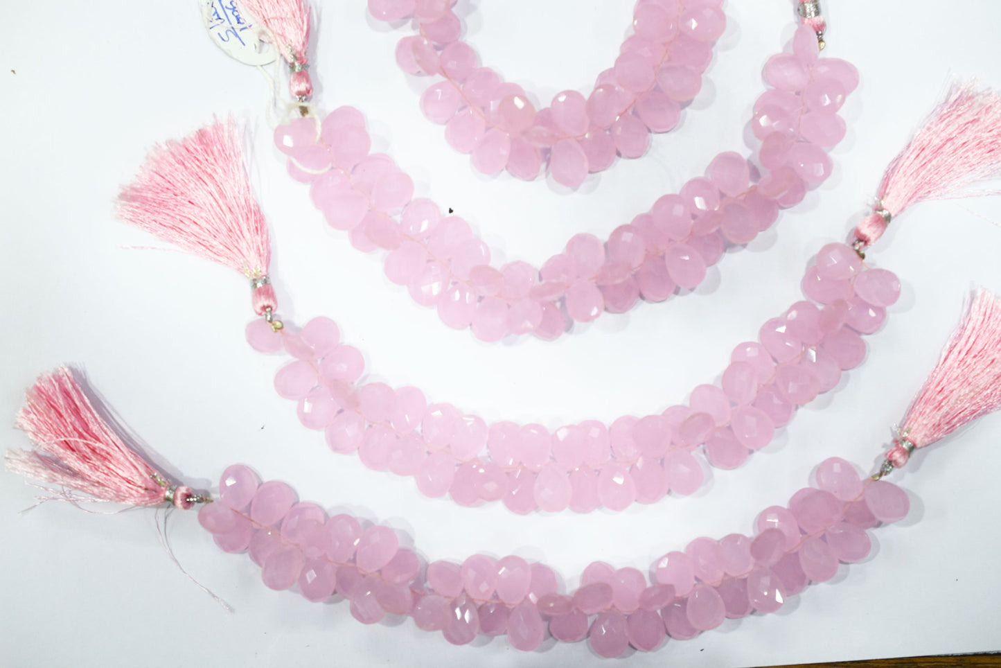 Pastel pink chalcedony Hydro Quartz Side Drill Faceted  Pear Shape Briolettes, Sold By Strand, 7 Inches, 9x13 mm, 32660