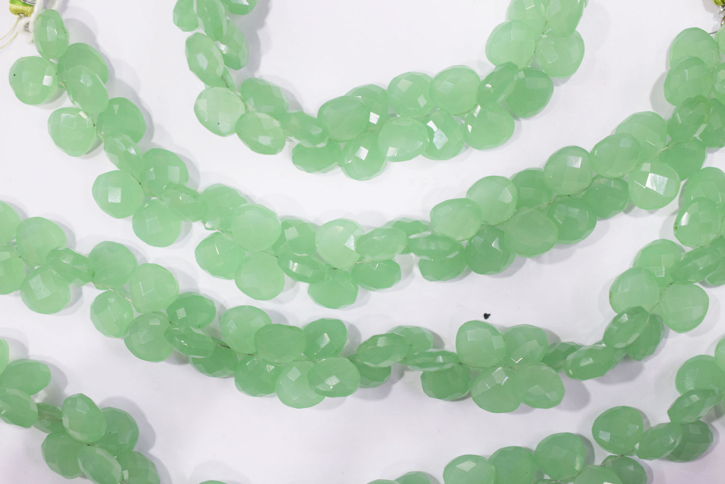 Prehnite chalcedony Hydro Quartz Side Drill Faceted  heart Shape Briolettes, Sold By Strand, 7 Inches, 10 mm, 32661