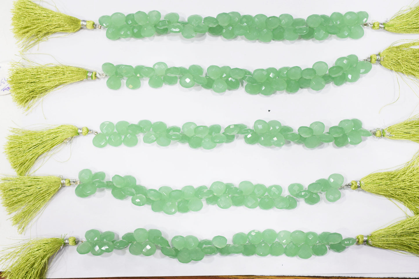 Prehnite chalcedony Hydro Quartz Side Drill Faceted  heart Shape Briolettes, Sold By Strand, 7 Inches, 10 mm, 32661